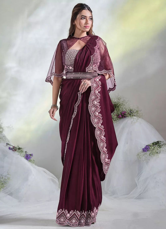 Gorgeous Wine Purple Floral MHSA - Indian Dress House 786