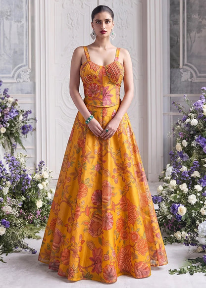 Gorgeous Yellow Floral AFGL - Indian Dress House 786