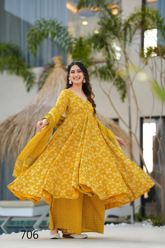 Gorgeous Yellow Floral LC 706 FVD - Indian Dress House 786
