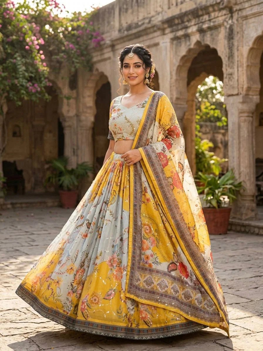 Gorgeous Yellow Floral ZNL - Indian Dress House 786