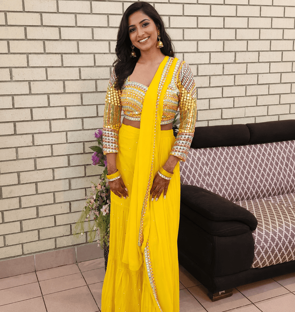 Gorgeous Yellow Indo Western Plazzo Sharara - Indian Dress House 786
