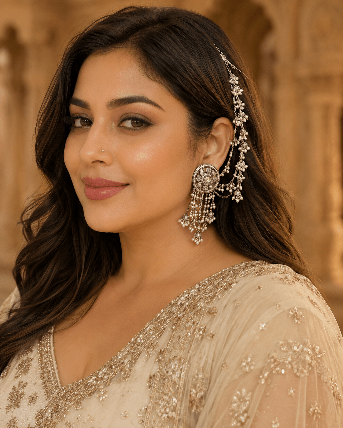 Gorgeouse Light Gold Silver Pearled JWY - Indian Dress House 786