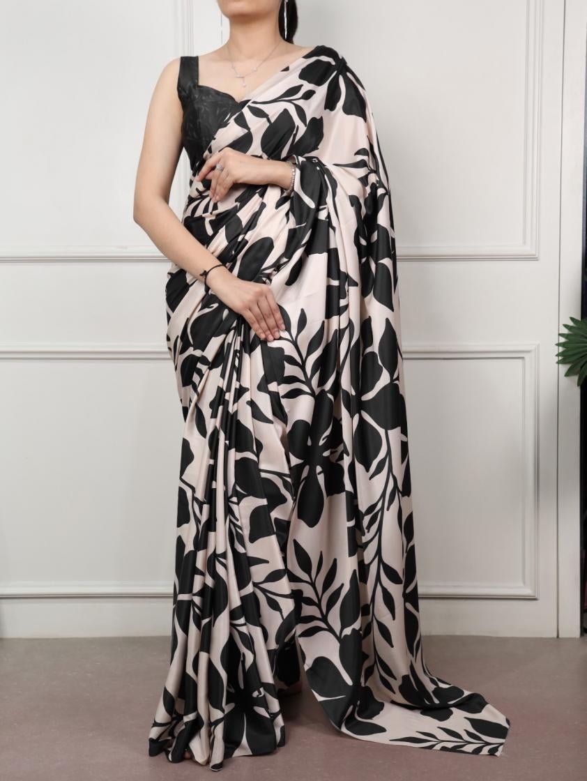 Gorgepus Black & Cream YNF Saree - Indian Dress House 786