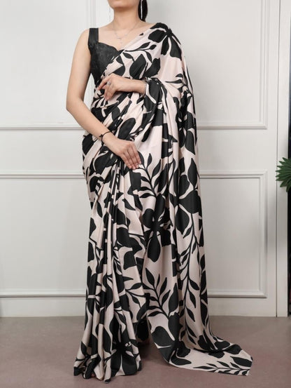 Gorgepus Black & Cream YNF Saree - Indian Dress House 786