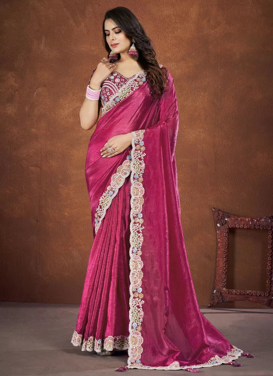 Hot Floral Pink MMS 24003 SAREE - Indian Dress House 786