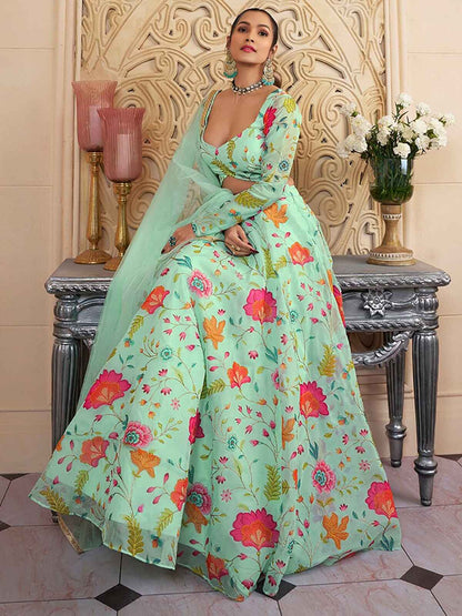Mint Floral Green ZLC - Indian Dress House 786