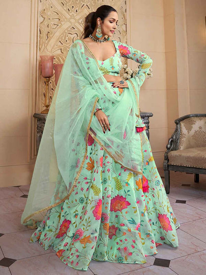 Mint Floral Green ZLC - Indian Dress House 786