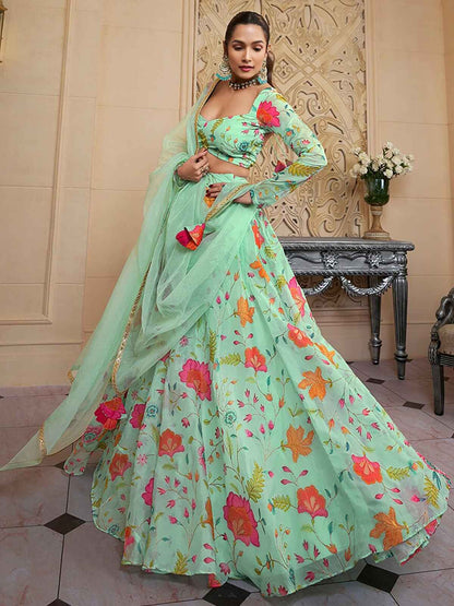 Mint Floral Green ZLC - Indian Dress House 786