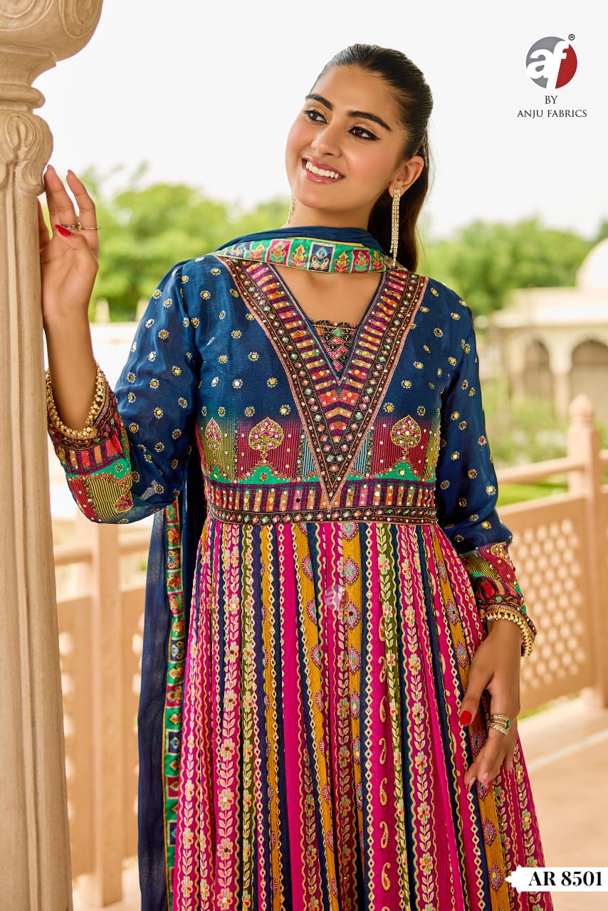 Multi Color & Blue ANJ 8501 FVD - Indian Dress House 786