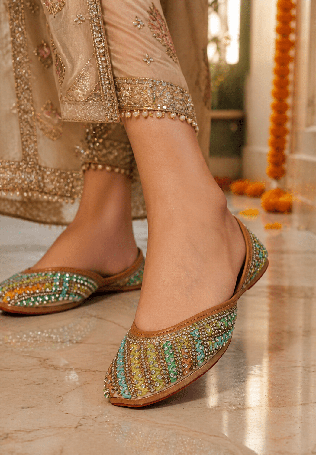 Multi Color Pleated & Beaded JTS - Indian Dress House 786