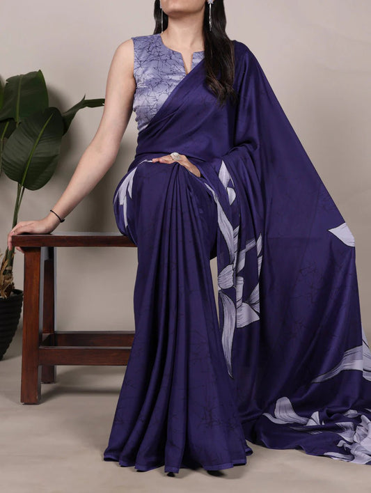 Navy Blue YF Saree - Indian Dress House 786