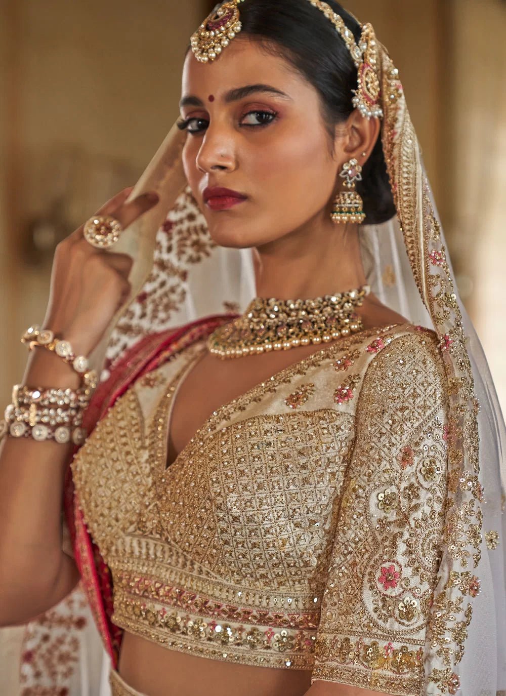 Off White & Gold Captivating MJL - Indian Dress House 786