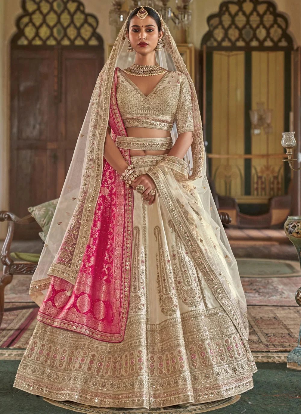 Off White & Gold Captivating MJL - Indian Dress House 786