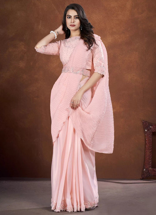 Patel Peach Simple Elegant MMS 24013 SAREE - Indian Dress House 786