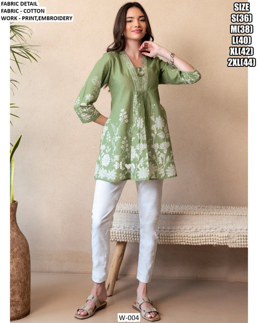 Pista Green Floral WD06 KTS - Indian Dress House 786