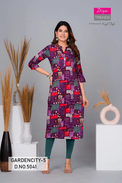 Purple & Red Printed GC 5041 FVD - Indian Dress House 786