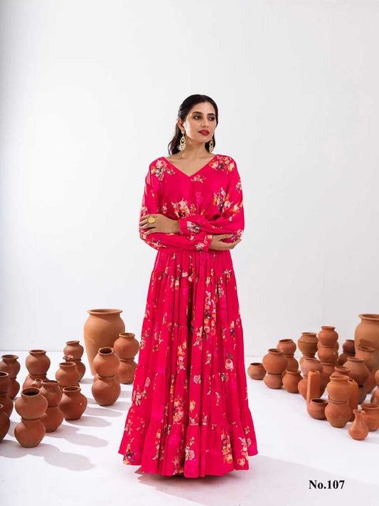 Rani Pink/Red Floral PRV 107 FVD - Indian Dress House 786