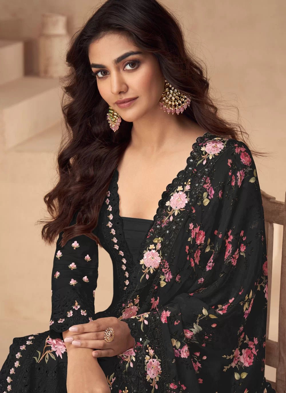 Ravishing Black Floral AASP - Indian Dress House 786