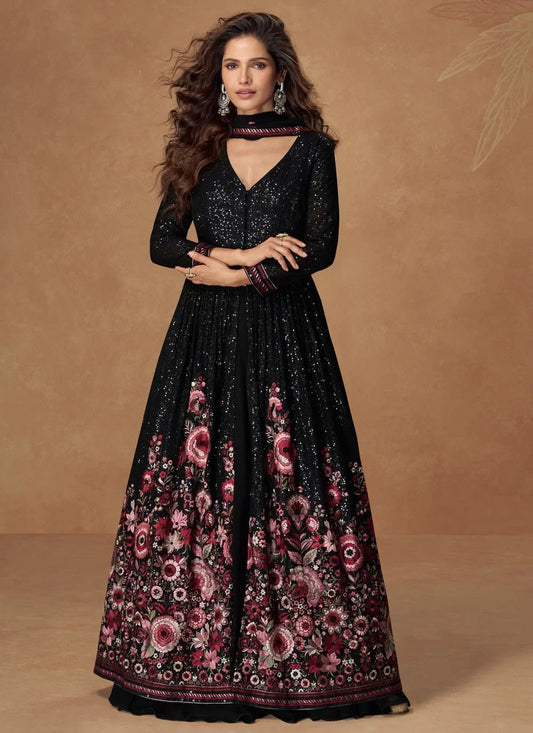 Ravishing Black Floral ASMJ - Indian Dress House 786