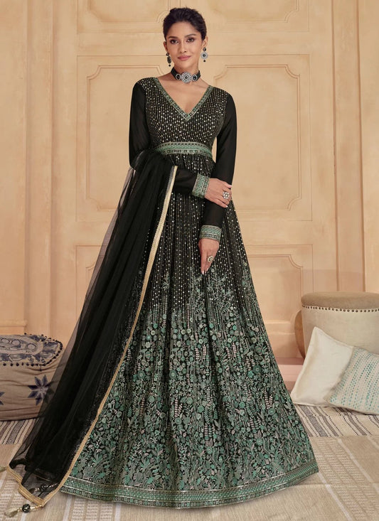 Ravishing Black Floral SAJ - Indian Dress House 786