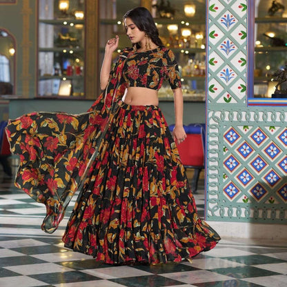 Ravishing Black Flroal ZNL - Indian Dress House 786
