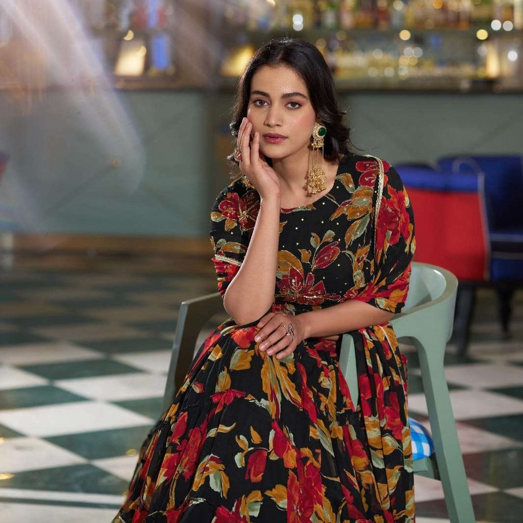 Ravishing Black Flroal ZNL - Indian Dress House 786