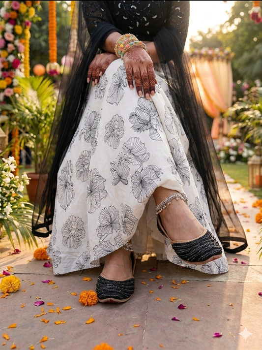 Ravishing Coral Black Jutti - Indian Dress House 786