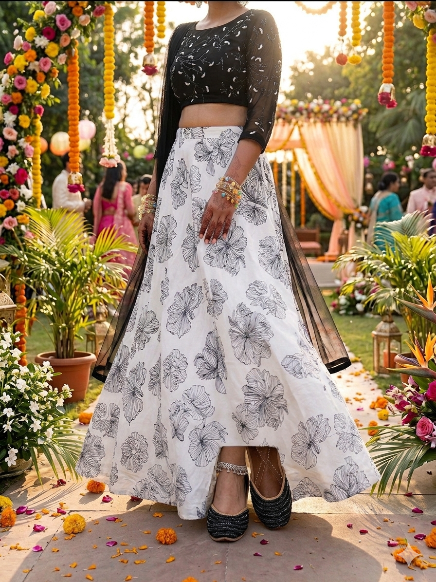 Ravishing Coral Black Jutti - Indian Dress House 786