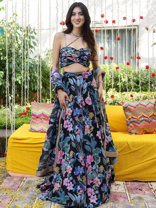 Ravishing Floral Black & MC JGL - Indian Dress House 786