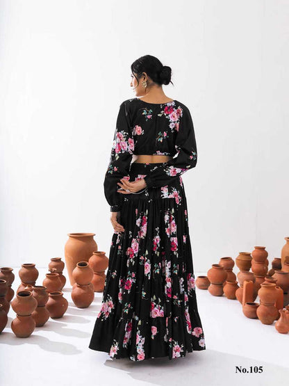 Ravishing Floral Black PRV 105 FVD - Indian Dress House 786