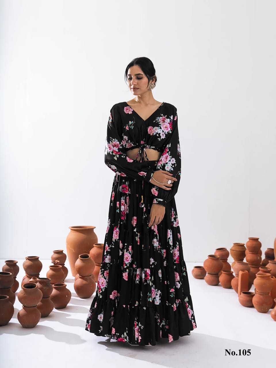 Ravishing Floral Black PRV 105 FVD - Indian Dress House 786