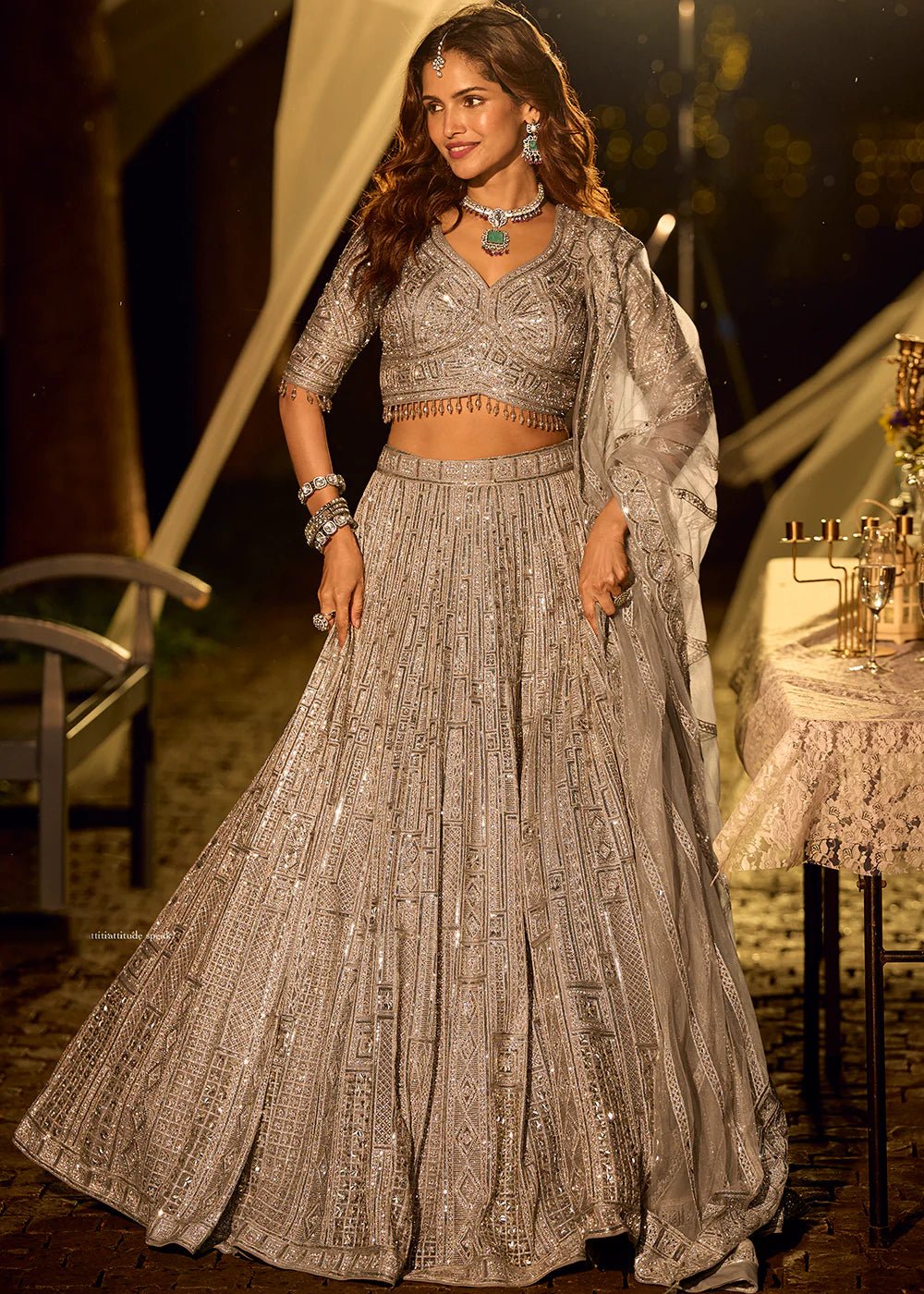 Ravishing Gold Silver Grey SYRL - Indian Dress House 786