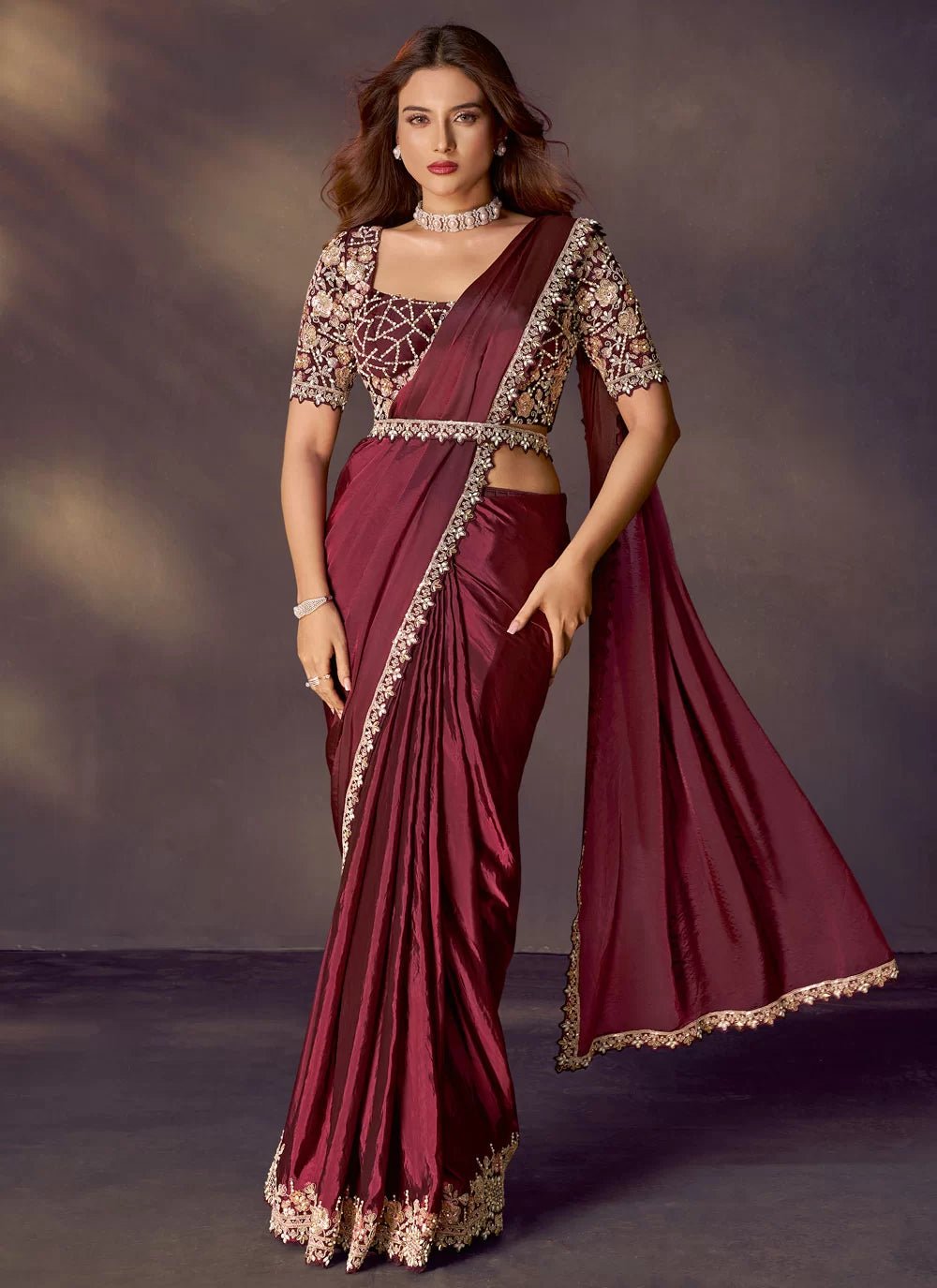 Ravishing Maroon MHC SAREE - Indian Dress House 786