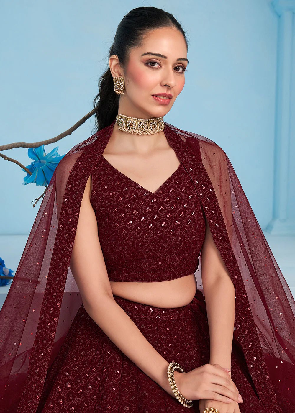 Ravishing Maroon ZFL - Indian Dress House 786