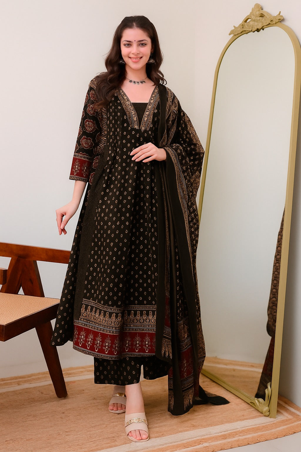 Unique Ajrakh Printed AVL FVD