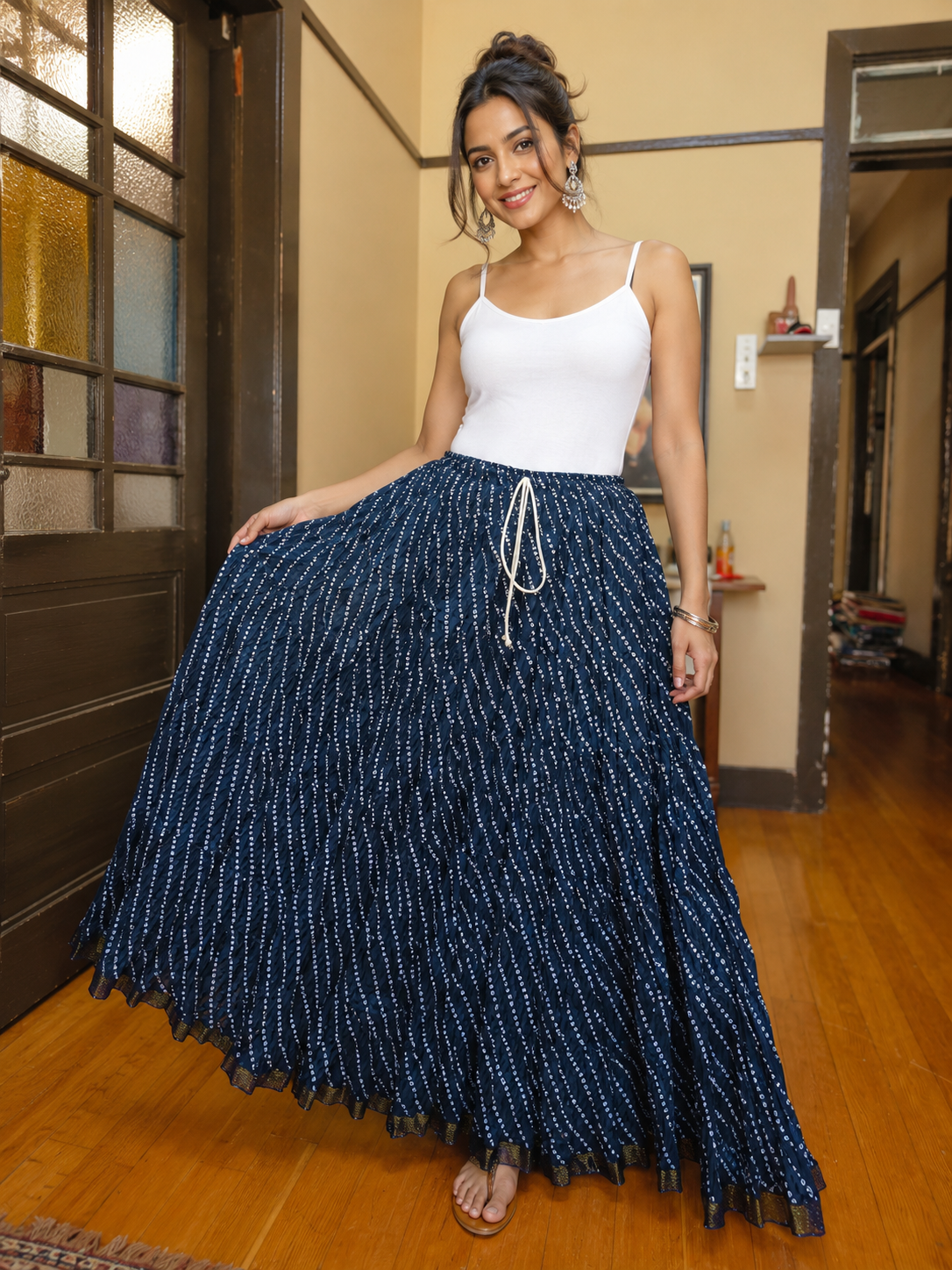 Stunning Blue Bhandani Printed Skirts