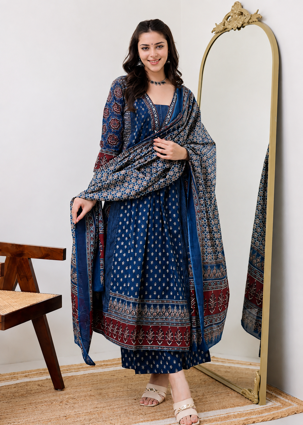 Unique Ajrakh Printed AVL FVD