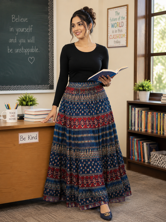 Stunning Blue & Red Printed P Skirts