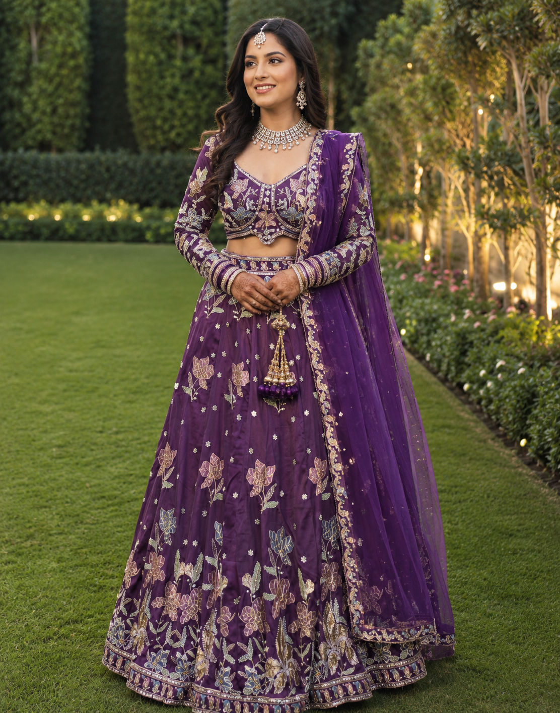 Gorgeous Purple Floral Lengha