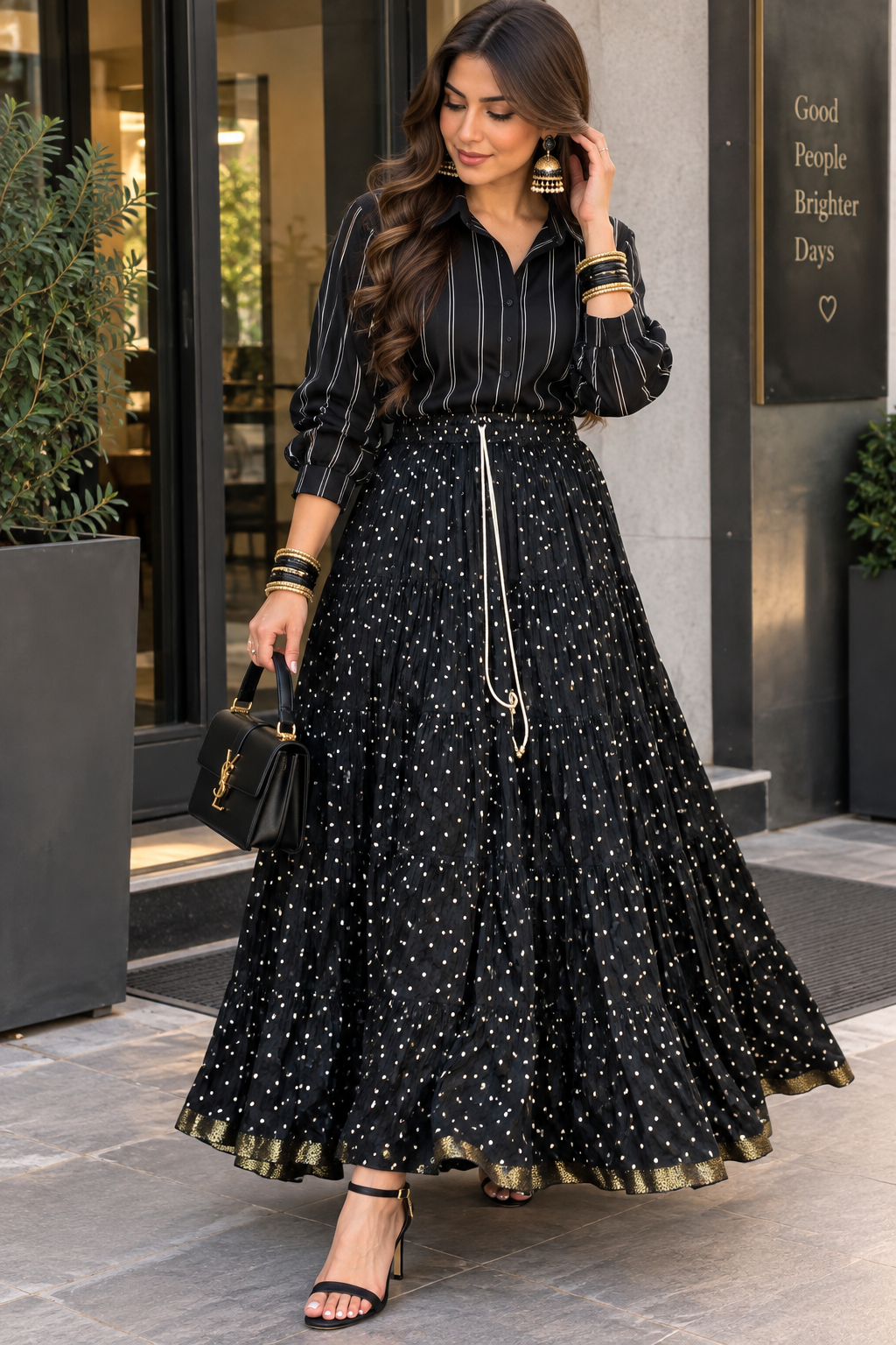 Polka Dot Black Skirt