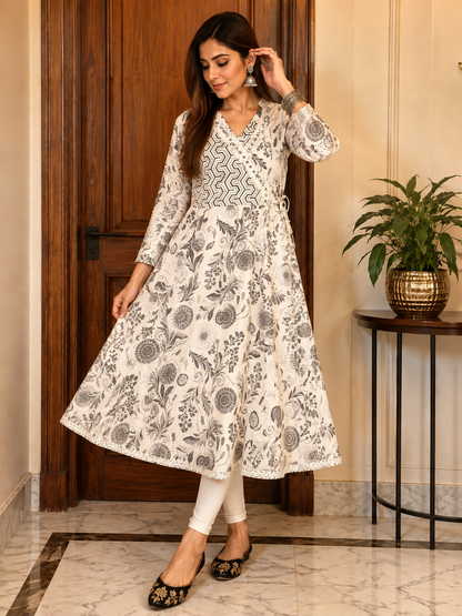Gorgeous White & Grey Floral NK FVD