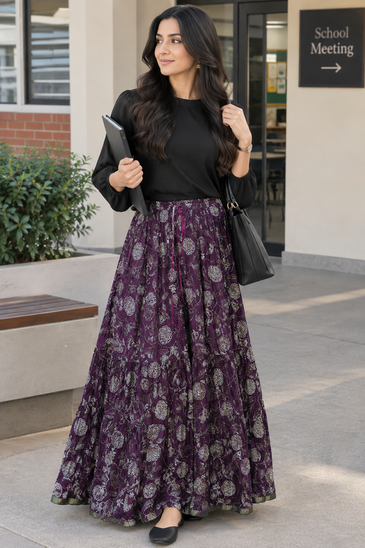 Unique Floral Purple W Skirt