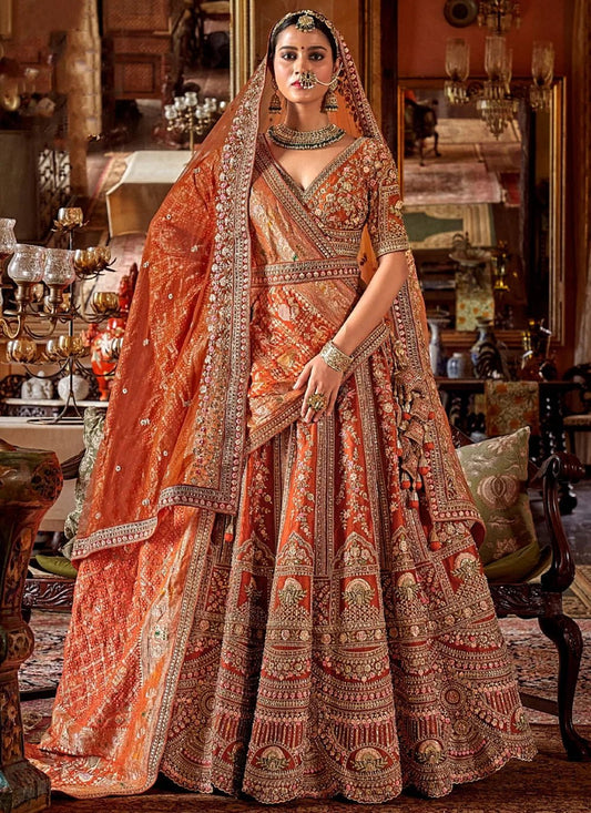 Royal Orange Silk MJL - Indian Dress House 786