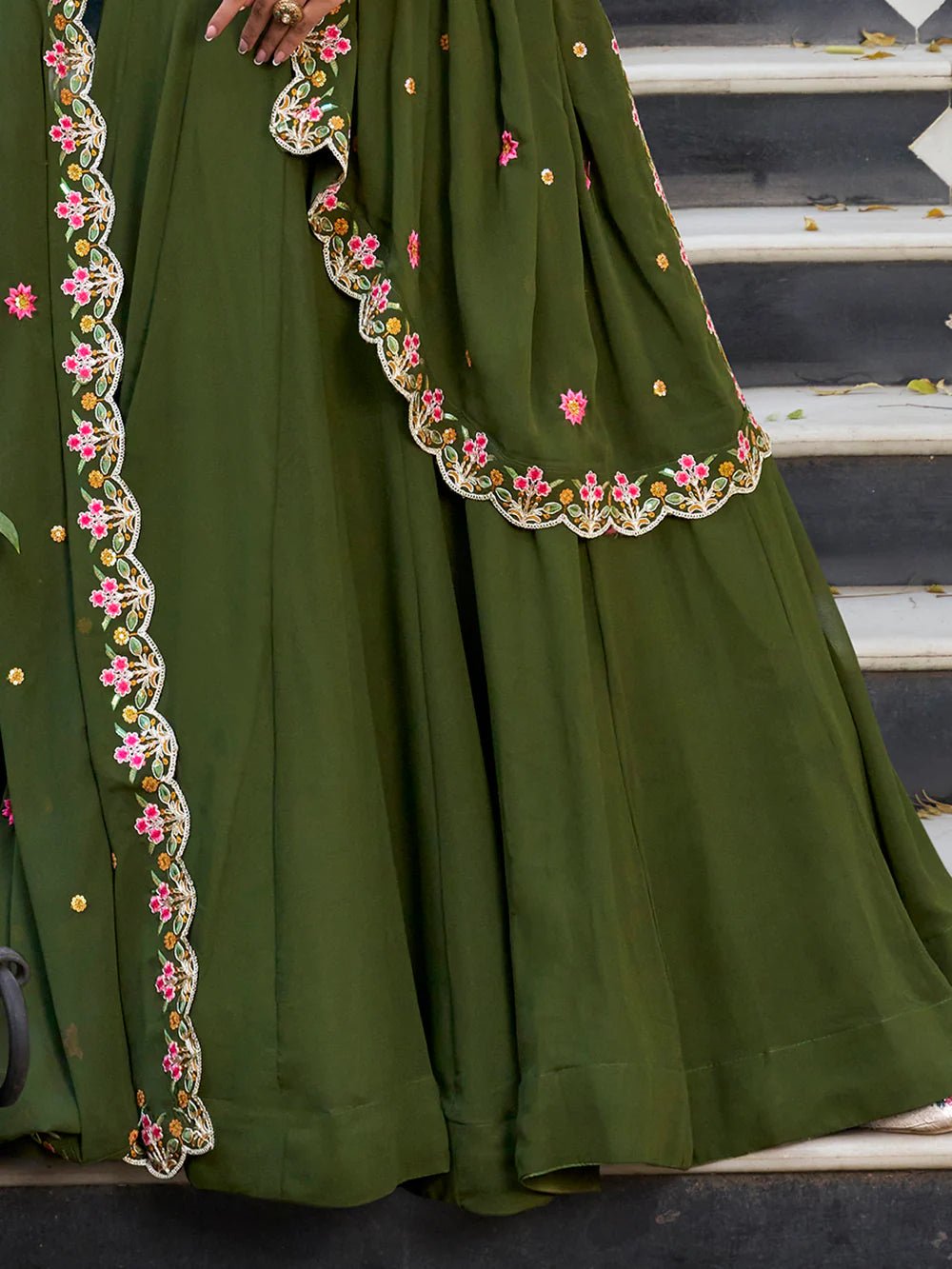 Simple Green Floral ZLC - Indian Dress House 786