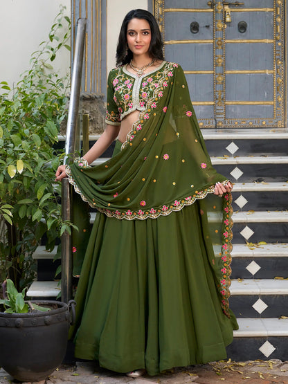 Simple Green Floral ZLC - Indian Dress House 786