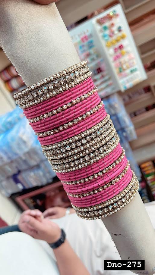 Simple Pink & Gold Silver Bangle JWY - Indian Dress House 786