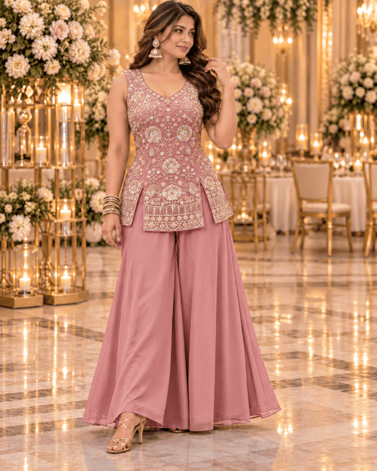 Simple Stylish Pastel Plazzo DPL - Indian Dress House 786