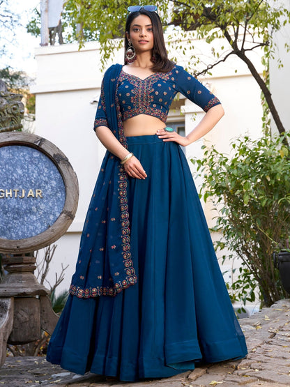 Simple yet Elegant Blue Floral ZLC - Indian Dress House 786