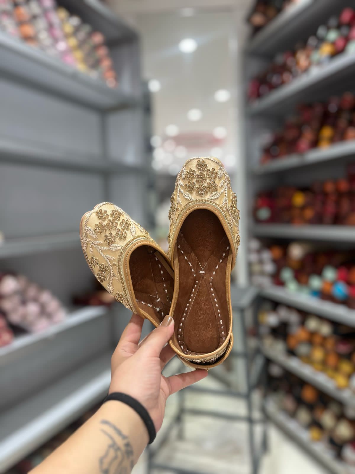 Soft Gold Floral Jutti - Indian Dress House 786