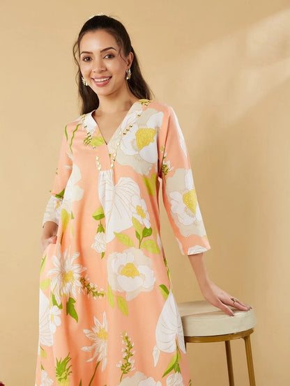 Soft Peach Floral HCH FVD - Indian Dress House 786